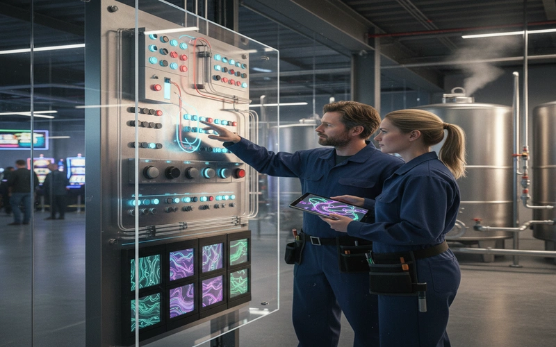 Priority control panel and monitoring system for casino bar hot water redundancy installation