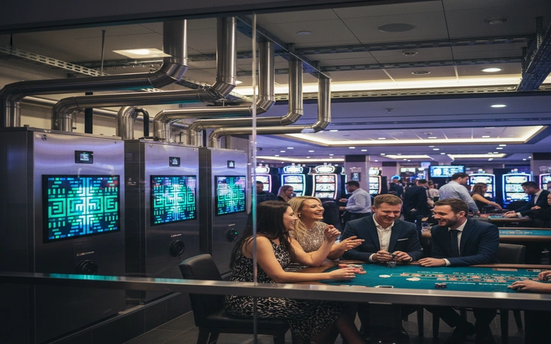 Modern high-efficiency condensing boiler installation serving Glasgow casino gaming floor