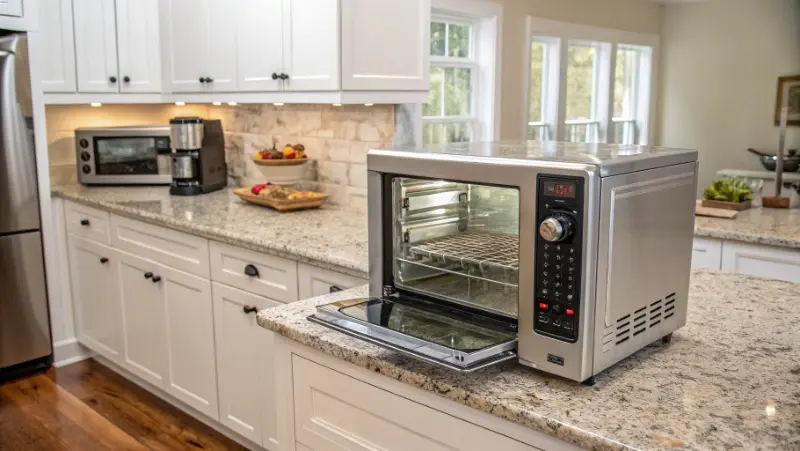 Compact combi boiler installed inside a Glasgow kitchen cupboard